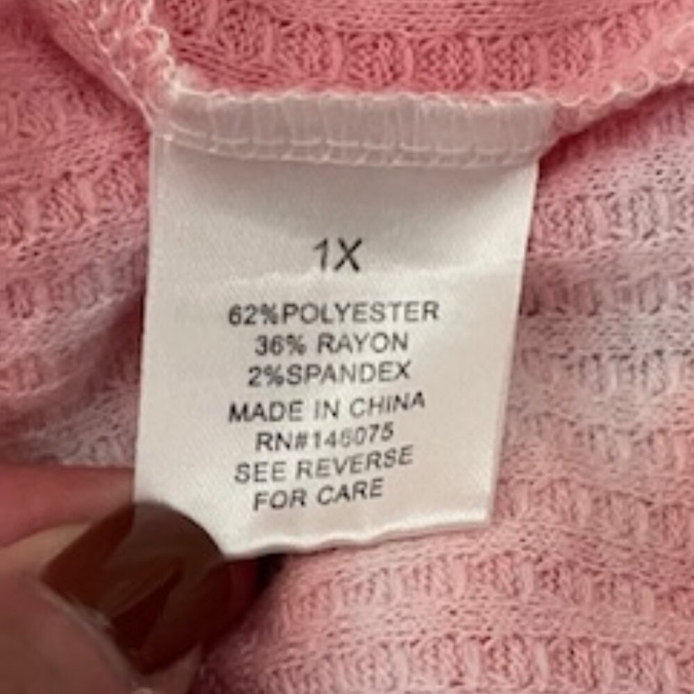 Sweet  Romeo XL Dusty Pink Tie Dye Waffle Knit Long Sleeve Top NWOT - Picture 5 of 6